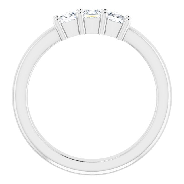 0.54 ct. Prong Set Princess Cut Diamond 3 Stone Wedding Band-VIRABYANI